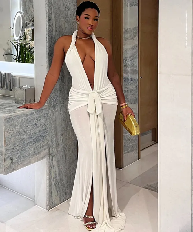 Halter Tie-Back Slit Dress made by Zulily