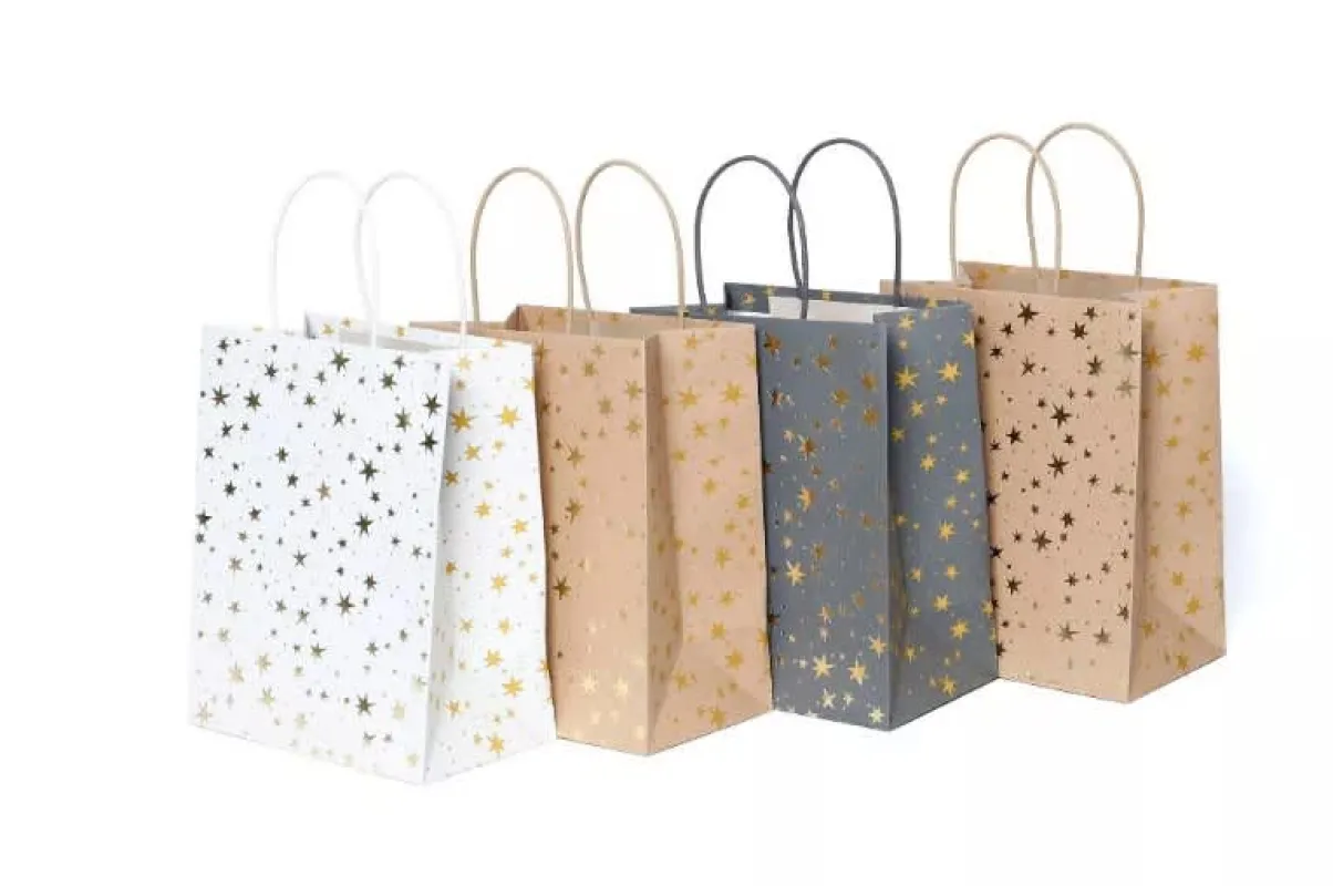 Gift Bags White/Natural/Gray pack of 4 made by Zulily