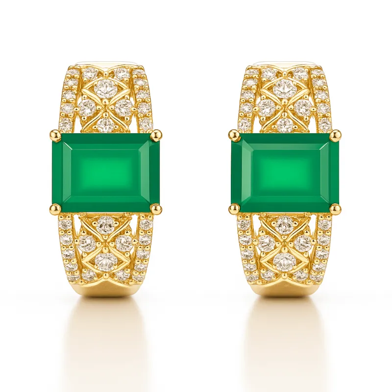 Natural Green Agate Gemstone Sterling Silver Earrings made by Zulily