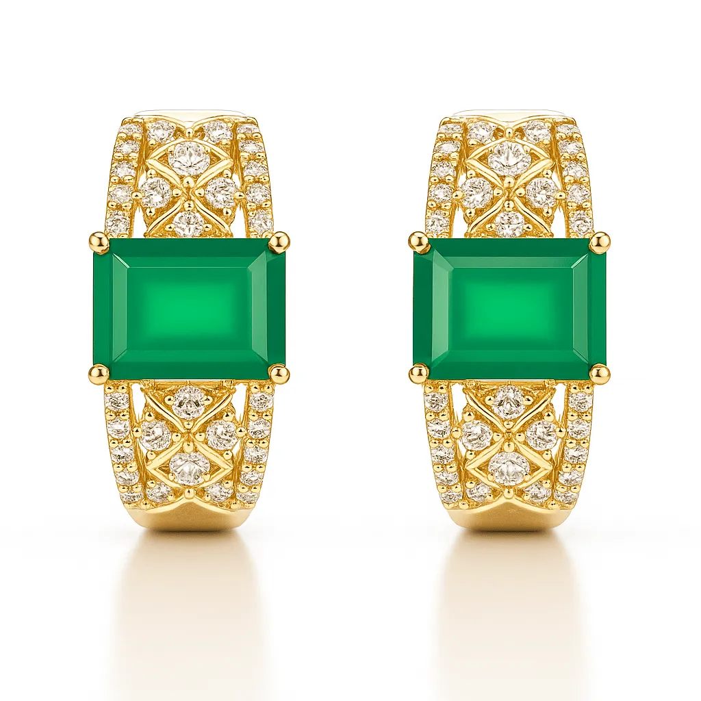 Natural Green Agate Gemstone Sterling Silver Earrings sold by Zulily