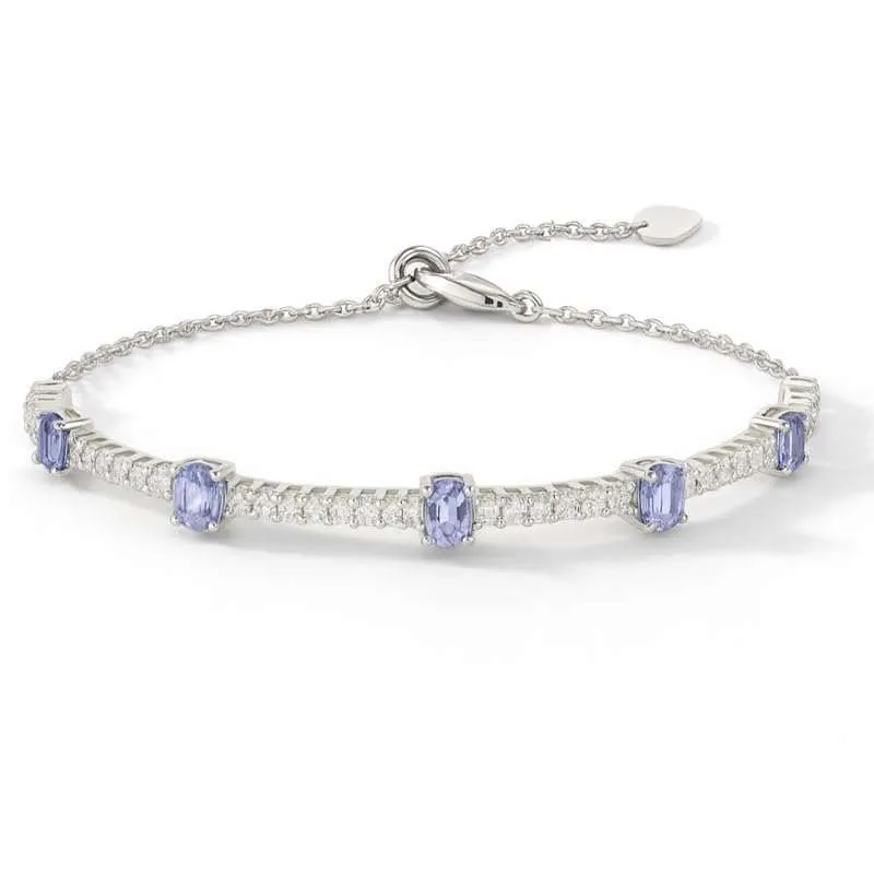 Gemstone Adjustable Bracelet in Ruby Sapphire Tanzanite Emerald Zircon 925 Sterling Silver Birthstone Tennis Bracelet Jewelry Gift for Women (Blue Tanzanite) made by Zulily