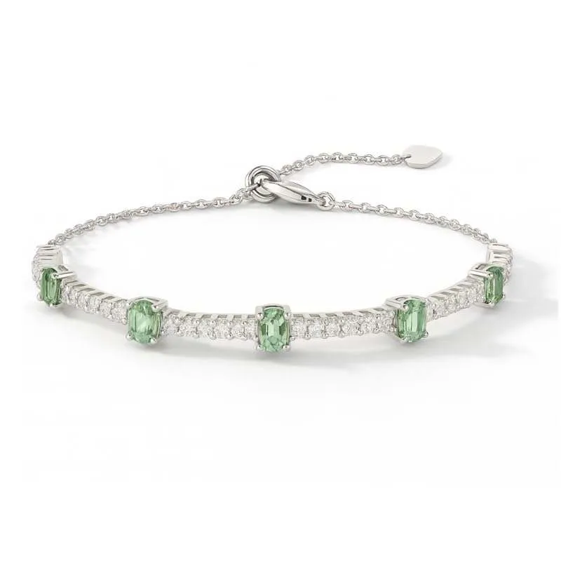 Gemstone Adjustable Bracelet in Ruby Sapphire Tanzanite Emerald Zircon 925 Sterling Silver Birthstone Tennis Bracelet Jewelry Gift for Women (Green Sapphire) sold by Zulily