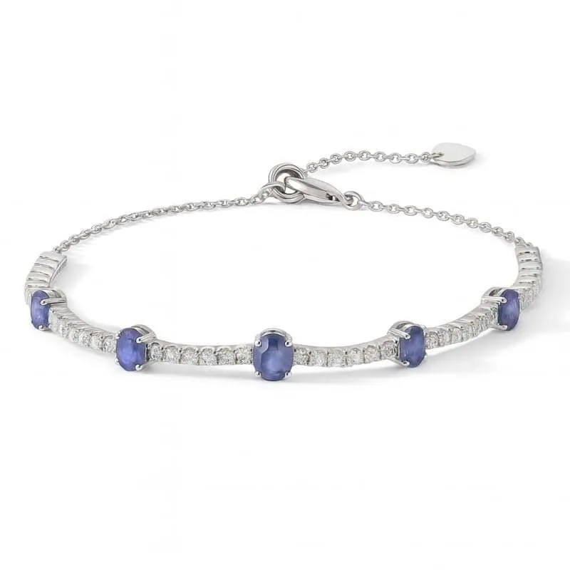 Gemstone Adjustable Bracelet in Ruby Sapphire Tanzanite Emerald Zircon 925 Sterling Silver Birthstone Tennis Bracelet Jewelry Gift for Women (Blue Sapphire) made by Zulily