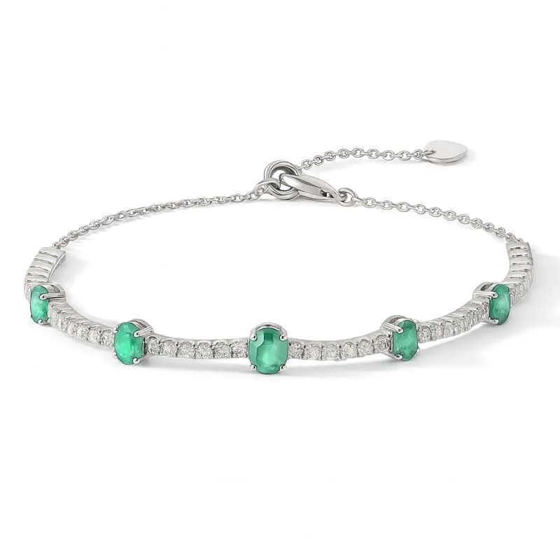 Gemstone Adjustable Bracelet in Ruby Sapphire Tanzanite Emerald Zircon 925 Sterling Silver Birthstone Tennis Bracelet Jewelry Gift for Women (Green Emerald) made by Zulily