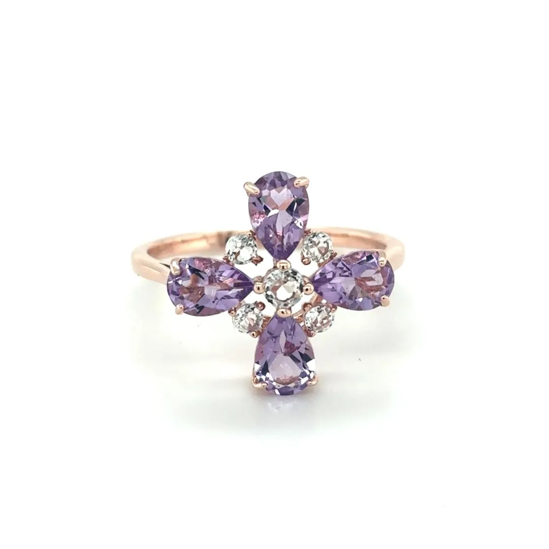 Fine Color Jewels Genuine Amethyst Rings Sterling Silver Clover Rings for Women 1.39 Carats Clover Jewelry for Women Purple Amethyst Ring Sterling Silver Topaz Jewelry Gifts for Her sold by Zulily