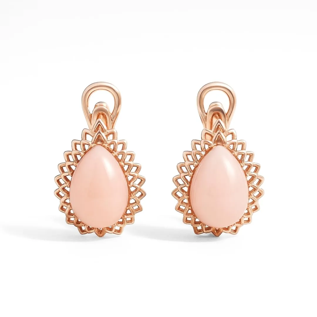 Genuine Pink Opal Earrings for Women 3.75 Carats October Birthstone Jewelry Rose Gold Opal Earrings for Women Pink Gold Teardrop Shaped Birthstone Jewelry Gift for Her sold by Zulily