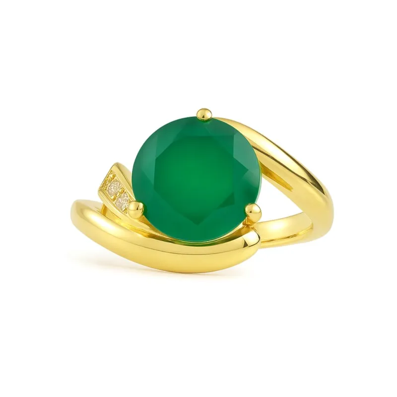 Agate Rings for Women Green Cocktail Ring 3.13 Carats14K Yellow Gold Plated over Sterling Silver Green Agate Jewelry May Birthstone Rings for Women Gift made by Zulily