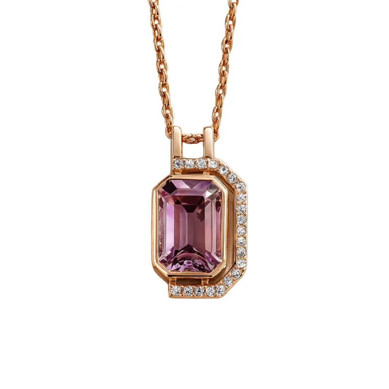 Genuine Purple Amethyst Necklace for Women 2.57 Carats Emerald Cut Necklaces for Women Floating Necklace February Birthstone Jewelry White Topaz Dual Birthstone Garnet Jewelry Gift for Her made by Zulily
