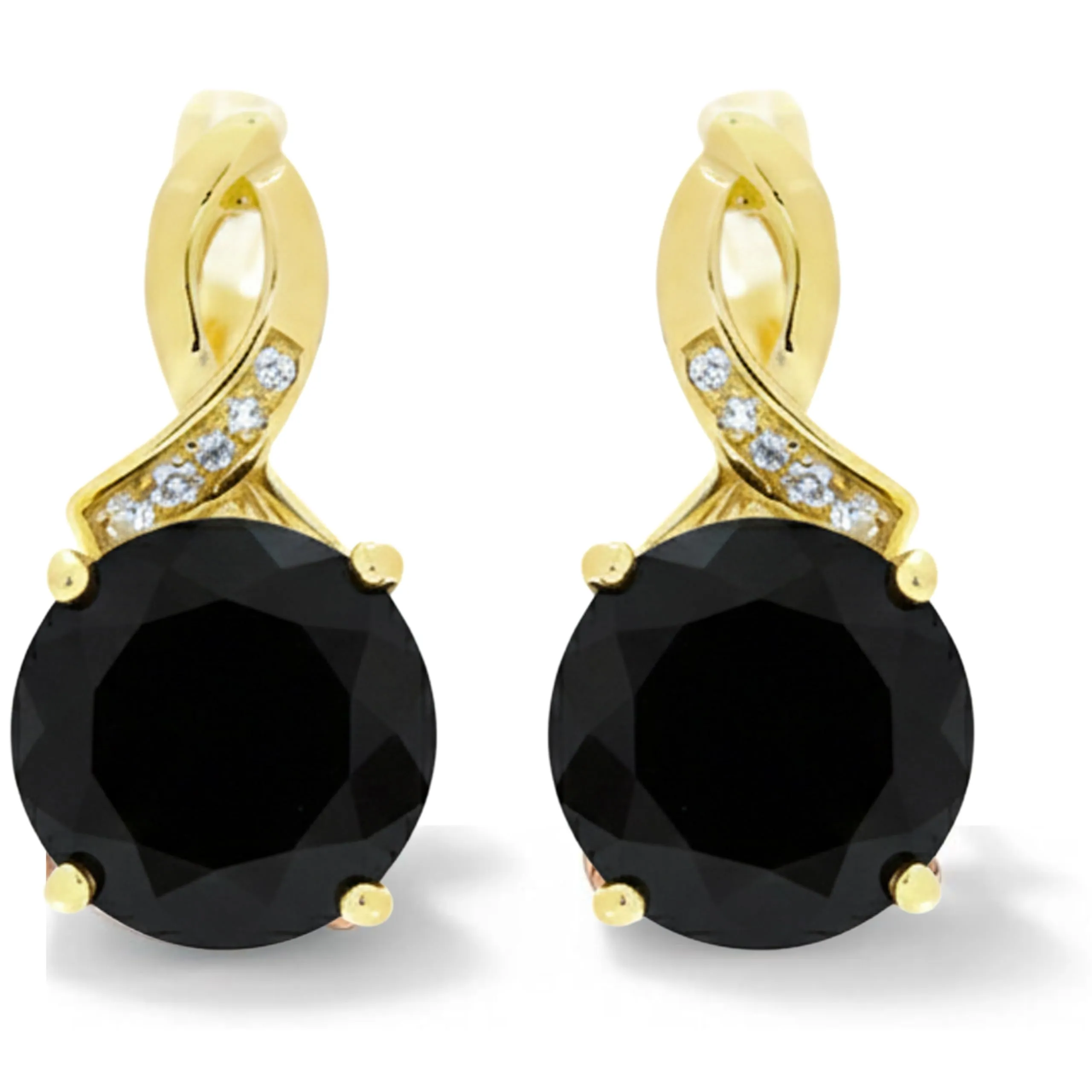 Black Onyx Earrings for Women 5.05 Carats Leverback Findings 14K Yellow Gold Plated over Sterling Silver Black and Gold Earrings for Women White Topaz and Onyx Jewelry Gift sold by Zulily