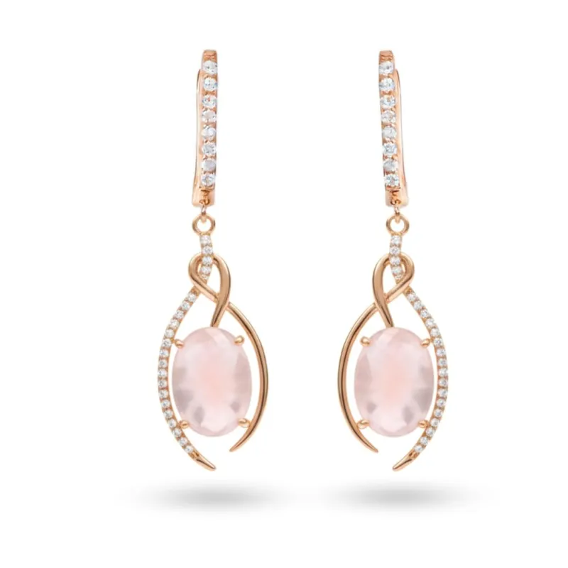 Lever Back Earrings for Women 5.75 Carats Rose Quartz Gemstone Music Note Earrings for Women Inspired 14K Gold Plated over Sterling Silver Music Note Jewelry made by Zulily