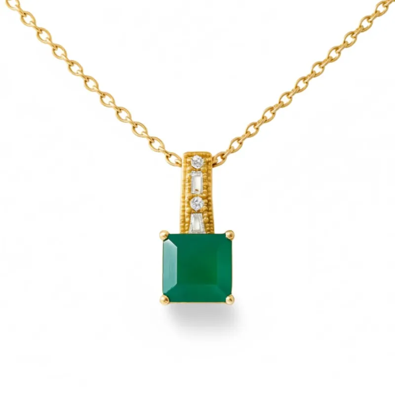 Fine Color Jewels Square Pendant Necklace Garnet Necklace 2.74 Carats14K Gold Plated Necklaces for Women over Sterling Silver Green Agate Jewelry Gift for Women made by Zulily