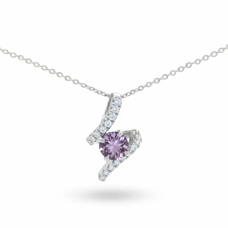 Swirl Necklace for Women Amethyst Citrine Blue Topaz Necklace Sterling Silver Pave Necklace for Women January February and December Birthstone Jewelry for Women Gift made by Zulily