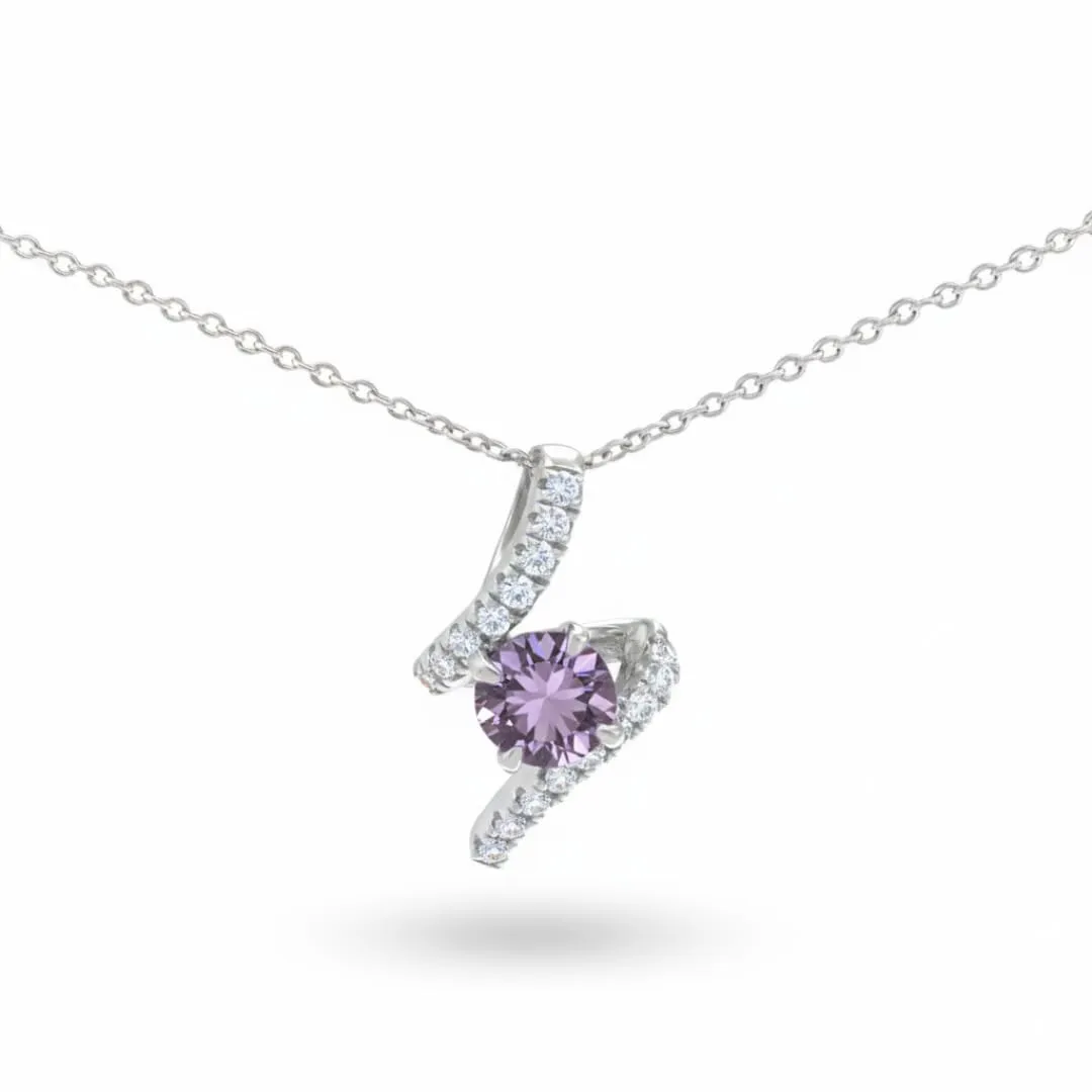 Swirl Necklace for Women Amethyst Citrine Blue Topaz Necklace Sterling Silver Pave Necklace for Women January February and December Birthstone Jewelry for Women Gift sold by Zulily