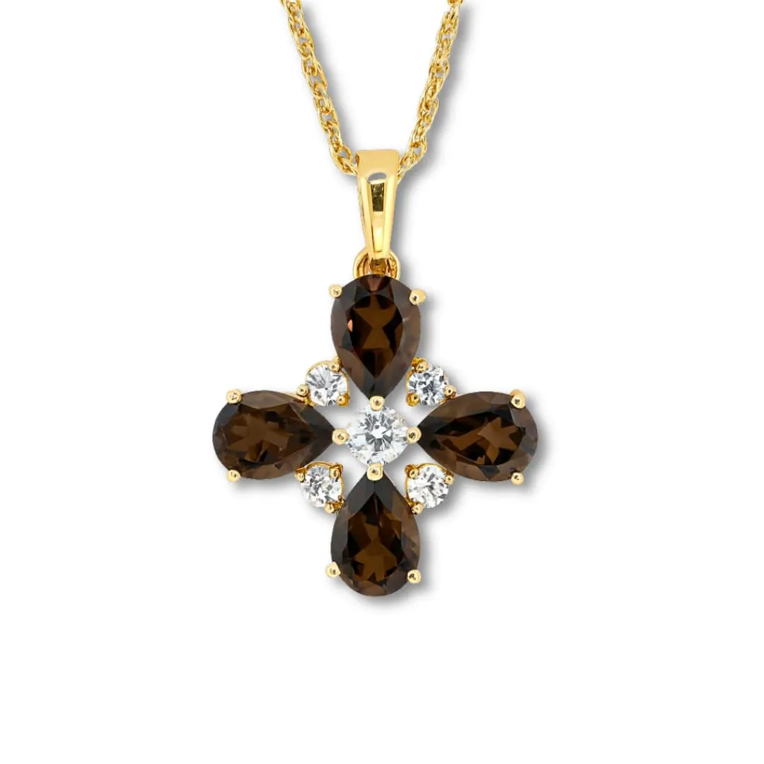 Genuine Smoky Quartz Necklace for Women 3.13 Carats Smoky Quartz Jewelry Clover Necklaces June Birthstone Jewelry Sterling Silver Clover Necklace for Women Gift for Her sold by Zulily