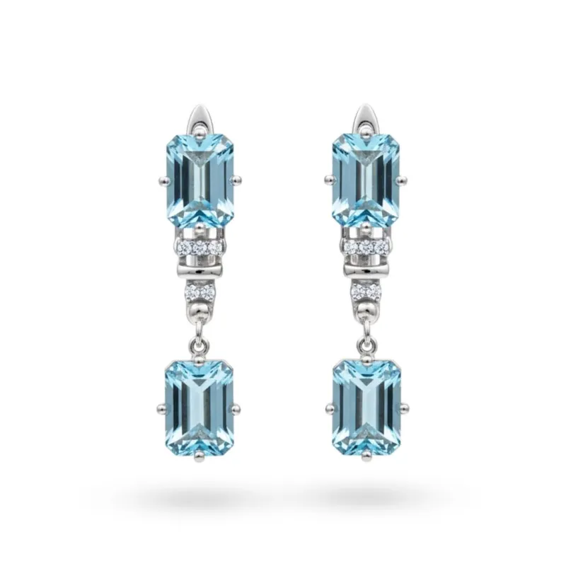 Lever Back Earrings for Women Sterling Silver 7.53 Carats Sky Blue Topaz Dangle Earrings for Women Silver Long White and Sky Blue Topaz Jewelry Gift for Her made by Zulily