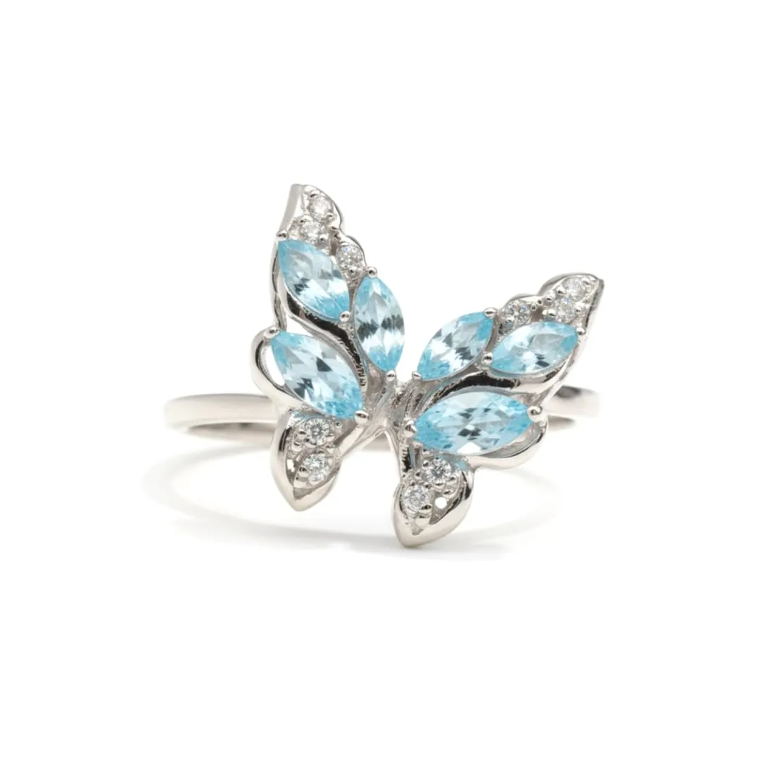 Butterfly Sterling Silver Rings Blue Topaz Peridot Amethyst Ring Gold 14K Plated over Sterling Silver Butterfly Rings February December August Birthstone Gifts for Her sold by Zulily