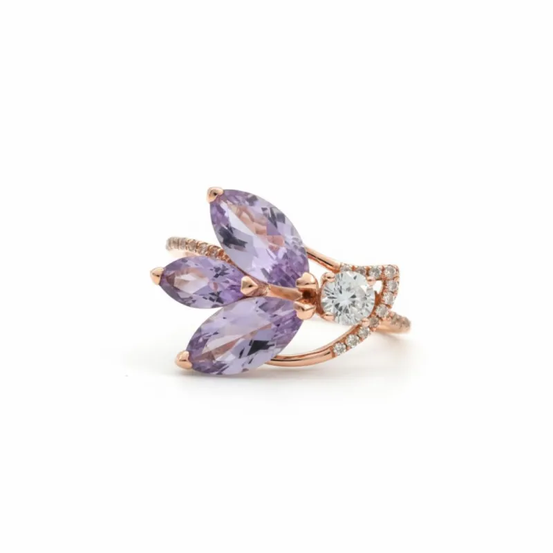 Sterling Silver Flower Rings Amethyst Ring for Women 2.10 Carats February Birthstone Ring Amethyst Rings for Women Sterling Silver Gifts for Her made by Zulily