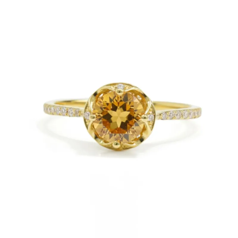 Sterling Silver Solitaire Ring Sterling Silver Floral Rings for Women Solitaire Rings for Women November Birthstone Jewelry Citrine Ring Gifts for Her made by Zulily