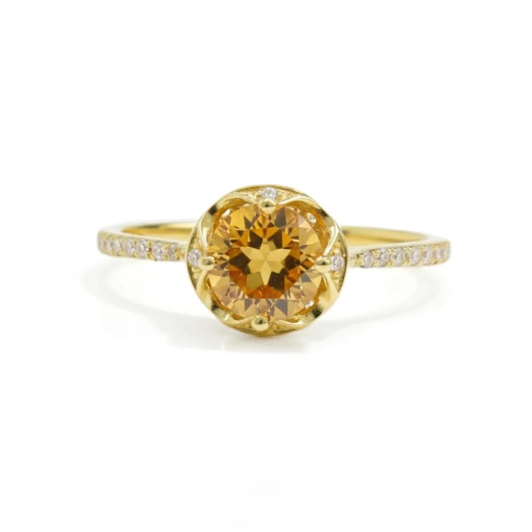 Sterling Silver Solitaire Ring Sterling Silver Floral Rings for Women Solitaire Rings for Women November Birthstone Jewelry Citrine Ring Gifts for Her sold by Zulily