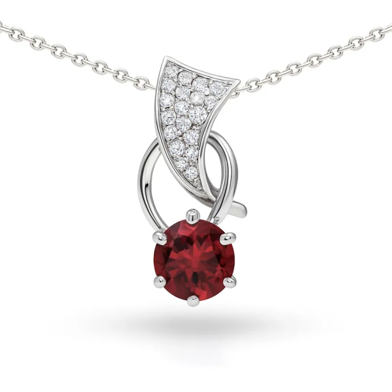 Pave Pendant Trendy Necklaces for Women 1.15 Carats Red Garnet Necklace Sterling Silver Geometric Necklace Hanging Garnet Jewelry for Women made by Zulily