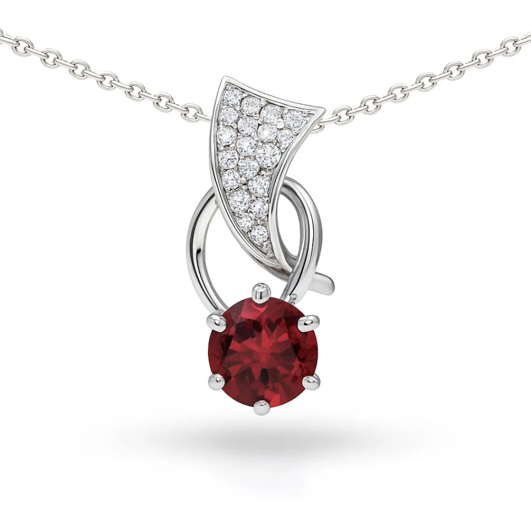 Fine Color Jewels Pave Pendant Trendy Necklaces for Women 1.15 Carats Red Garnet Necklace Sterling Silver Geometric Necklace Hanging Garnet Jewelry for Women sold by Zulily