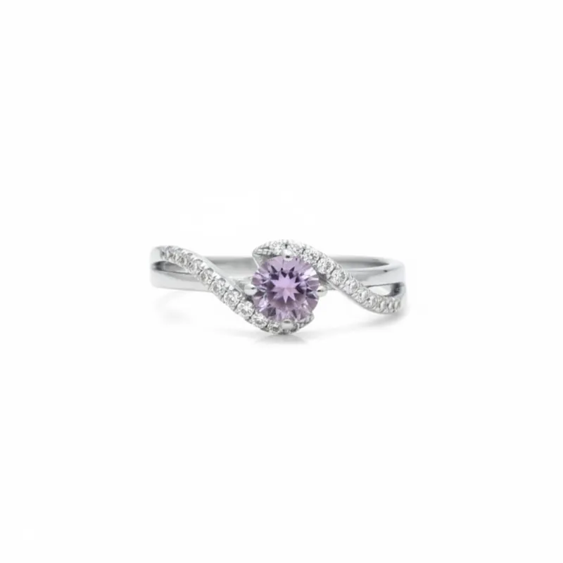Swirl Ring Wave Link Shave with Pave White Topaz Wave Ring Gold Plated Over Sterling Silver Pave Rings for Women Amethyst Jewelry Gift for Women made by Zulily