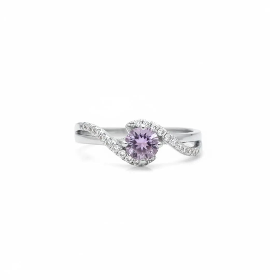 Swirl Ring Wave Link Shave with Pave White Topaz Wave Ring Gold Plated Over Sterling Silver Pave Rings for Women Amethyst Jewelry Gift for Women sold by Zulily
