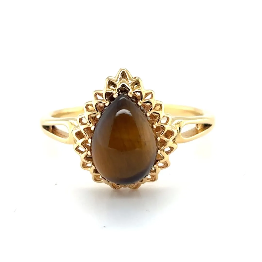 Genuine Tigers Eye Rings for Women 1.86 Carats Tigers Eye Jewelry for Women Golden Rings Brown Gemstone November Birthstone Jewelry Gifts for Her sold by Zulily