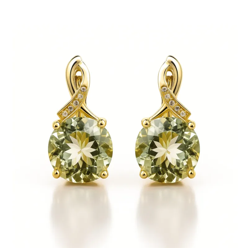Prasiolite Earrings for Women 6.17 Carats Leverback Findings February Birthstone Jewelry Inspired by Gold Ribbon Earrings for Women Motif Plated over Sterling Silver Prasiolite Jewelry Gift made by Zulily