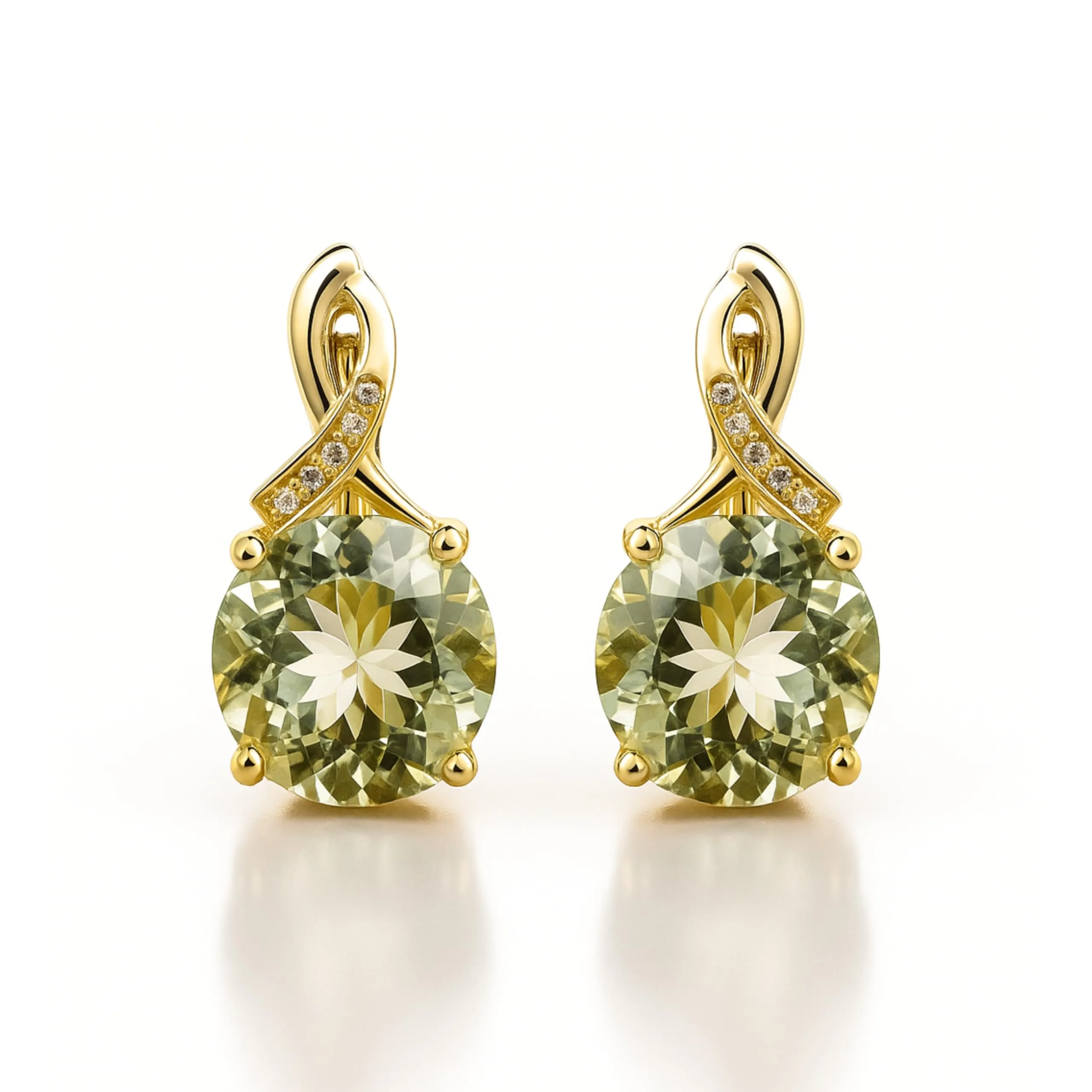 Prasiolite Earrings for Women 6.17 Carats Leverback Findings February Birthstone Jewelry Inspired by Gold Ribbon Earrings for Women Motif Plated over Sterling Silver Prasiolite Jewelry Gift sold by Zulily