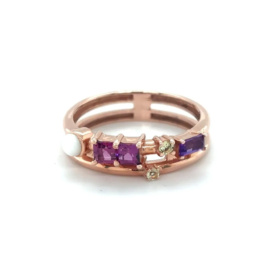 Genuine Rhodolite Garnet Ring 0.70 Carats Purple Amethyst Rings for Women Sterling Silver White Opal Rings for Women Lemon Quartz Ring Multi Birthstone Jewelry sold by Zulily
