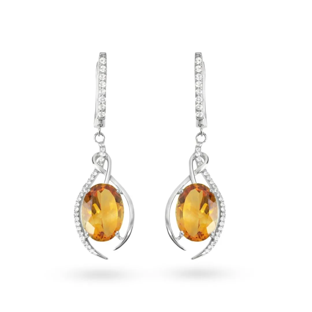Lever Back Earrings for Women 5.24 Carats Citrine and White Topaz Gemstone Music Note Earrings for Women Inspired 14K Gold Plated over Sterling Silver Music Note Jewelry sold by Zulily
