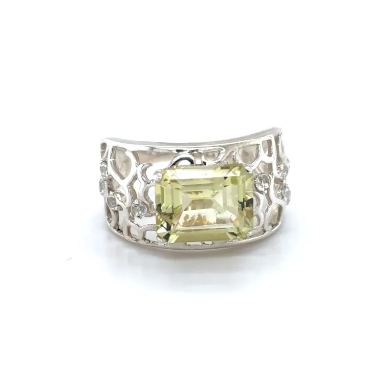 Genuine Lemon Quartz Ring 2.40 Carats Lemon Quartz Jewelry Green Gemstone Rings for Women Topaz Rings for Women November Birthstone Jewelry for Women Gift made by Zulily