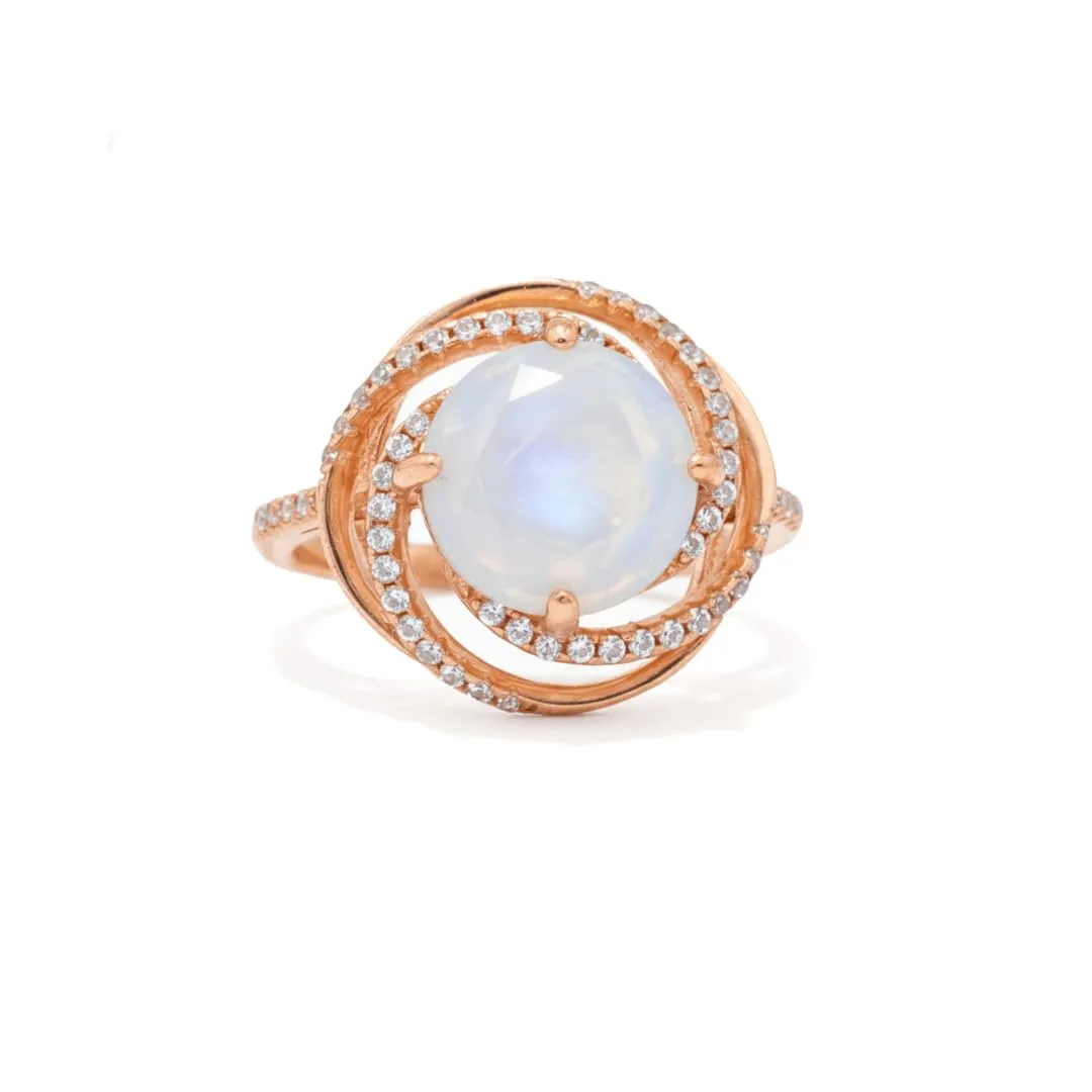 Orbit Rings for Women Celestial Ring Moonstone Rings for Women 3.28 Carats Sterling Silver 14K Rose Gold Plated Swirl Moonstone Ring Gift for Her sold by Zulily product image thumbnail 2