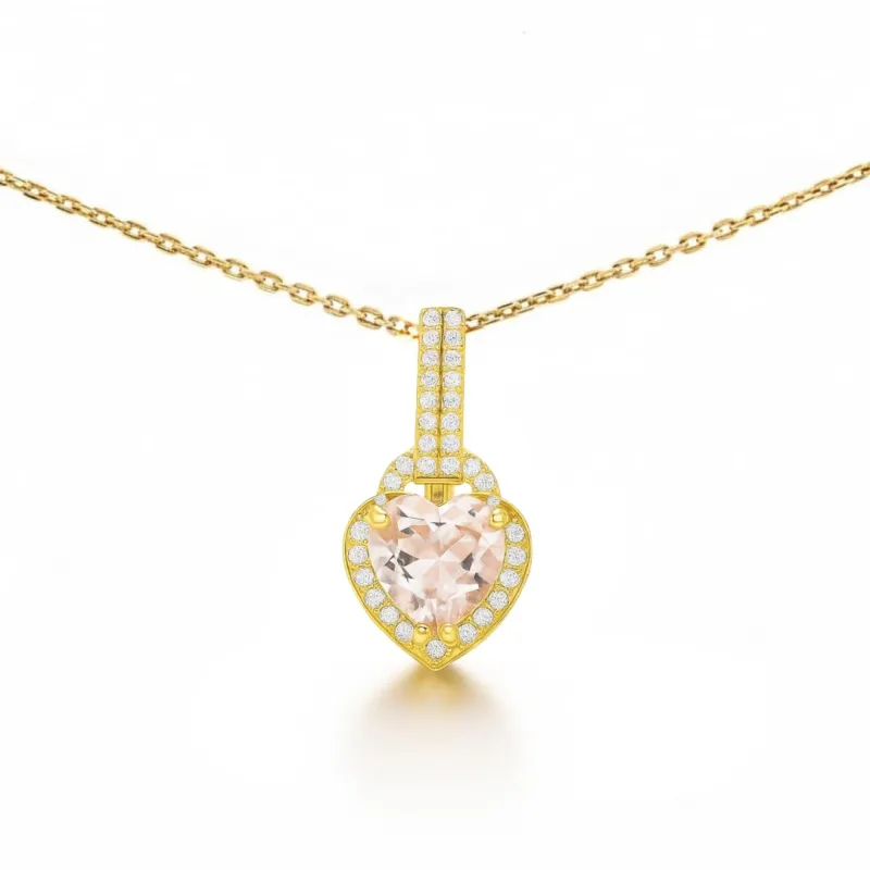 Fine Color Jewels Heart Shaped Necklace Rose Quartz Necklaces for Women 1.70 Carats 14K Gold Plated Heart Necklace Silver Designed Genuine Rose Quartz Pendant Jewelry Gift for Her made by Zulily