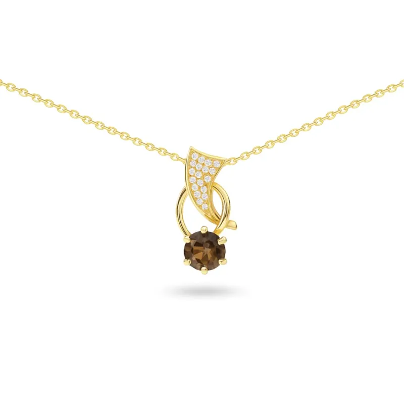 Pave Pendant Trendy Necklaces for Women Smoky Quartz Necklace Silver Yellow Gold Plated Wrapped Gemstone Necklace Smoky Quartz Jewelry for Women made by Zulily