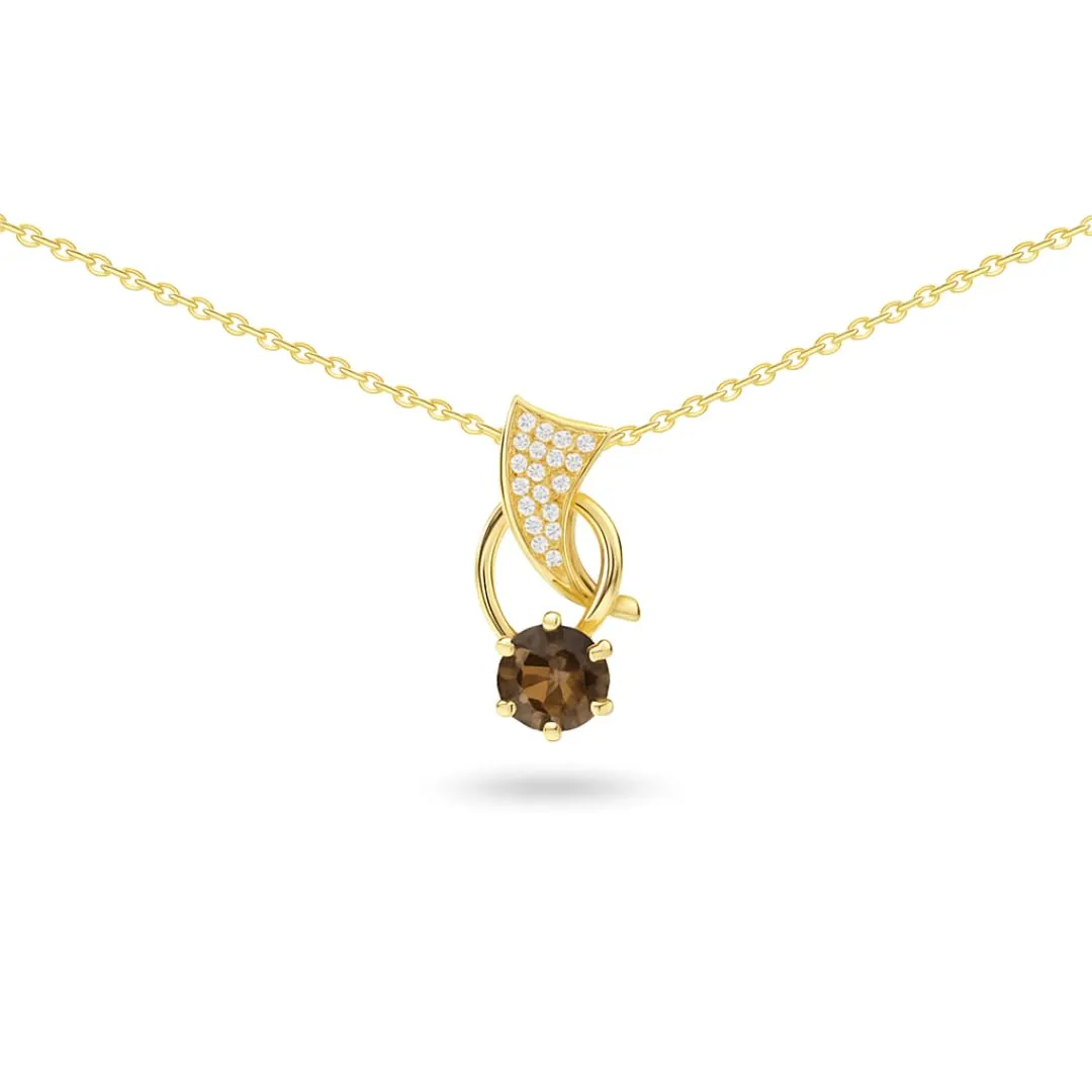 Pave Pendant Trendy Necklaces for Women Smoky Quartz Necklace Silver Yellow Gold Plated Wrapped Gemstone Necklace Smoky Quartz Jewelry for Women sold by Zulily