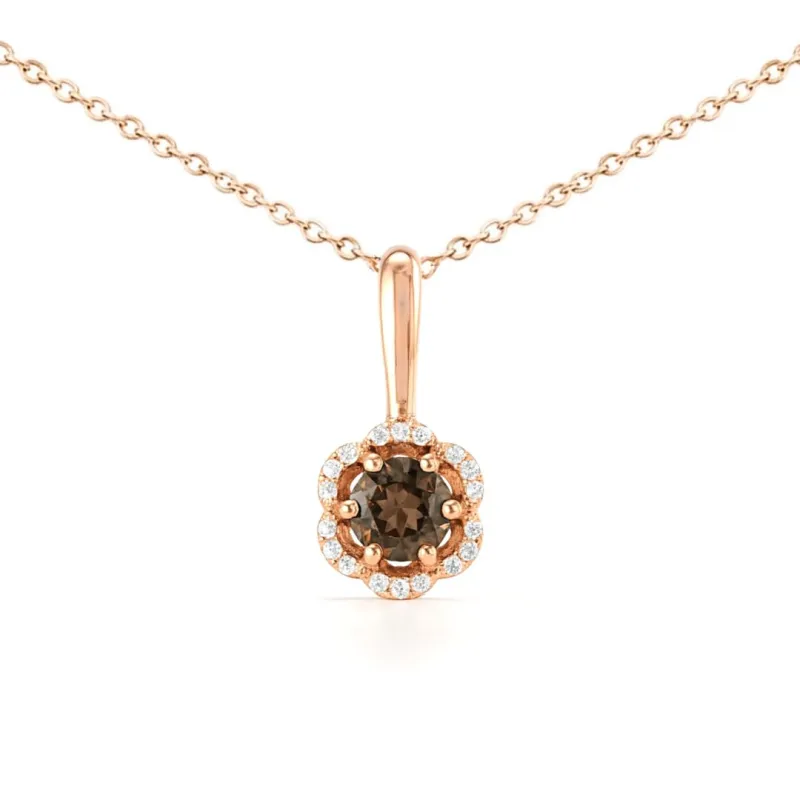 Silver Flower Necklaces for Women Blue Topaz Smoky Quartz Necklaces Sterling Silver Pave Necklace for Women Blue Topaz Quartz Jewelry Gift made by Zulily