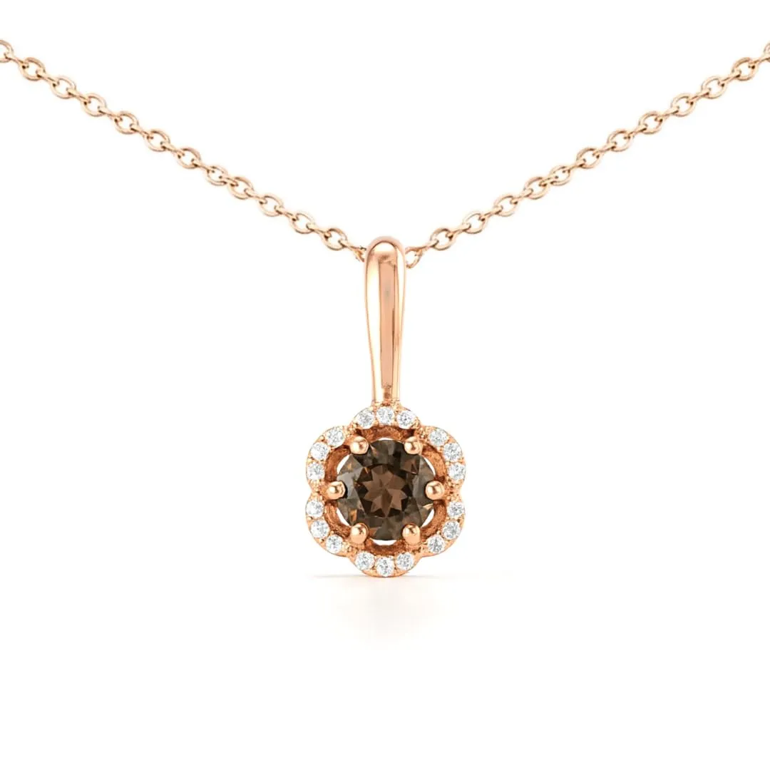 Fine Color Jewels Silver Flower Necklaces for Women Blue Topaz Smoky Quartz Necklaces for Women Sterling Silver Pave Necklace for Women Blue Topaz Quartz Jewelry Gift sold by Zulily