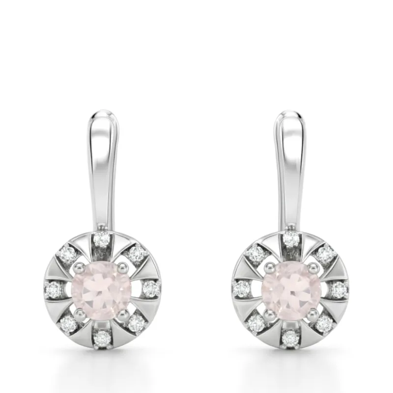 Rose Quartz Earrings for Women Sparkly Dangle Earrings for Women Sterling Silver  White Topaz Stones Accented Rose Quartz Jewelry for Women Gift made by Zulily