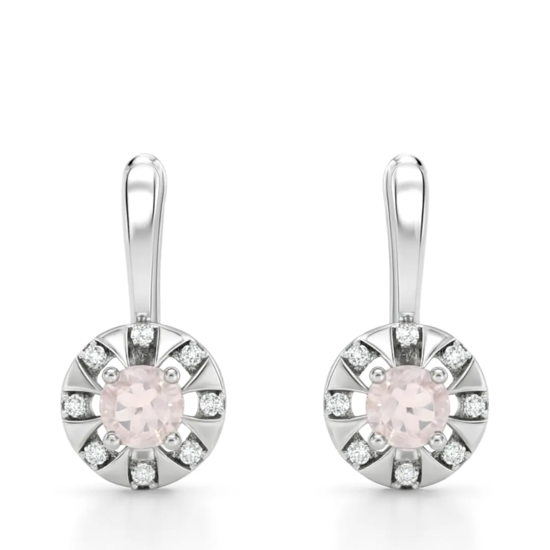 Rose Quartz Earrings for Women Sparkly Dangle Earrings for Women Sterling Silver White Topaz Stones Accented Rose Quartz Jewelry for Women Gift sold by Zulily
