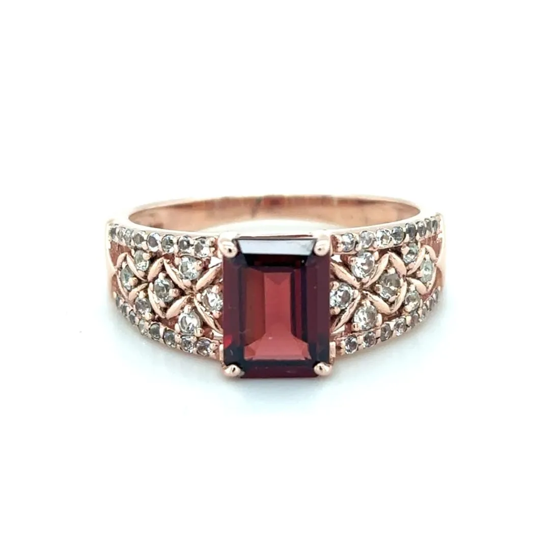 Fine Color Jewels Genuine Red Garnet Ring Sterling Silver January Birthstone Jewelry 1.82 Carats Cocktail Garnet Rings for Women Sterling Silver Topaz Rings for Women Dual Birthstone White Topaz Jewelry sold by Zulily product image thumbnail 2
