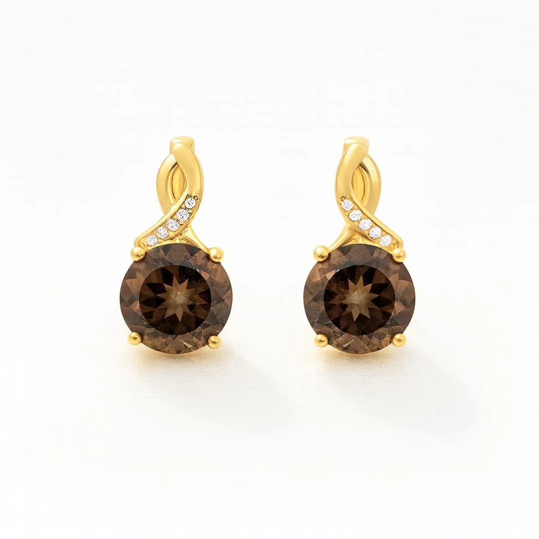 Genuine Smoky Quartz Earrings for Women 5.06 Carats Smoky Quartz Jewelry for Women June Birthstone 14K Yellow Gold Earrings Over Sterling Silver Topaz Jewelry Gifts for Her sold by Zulily