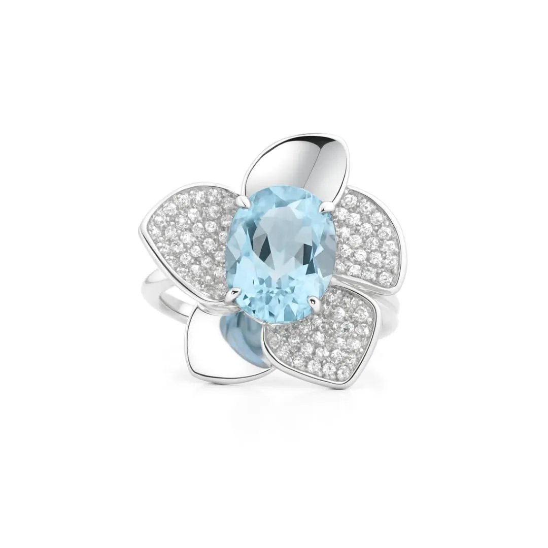 Cocktail Rings for Women 3.16 Carats Sterling Silver Flower Ring Sterling Silver Blue Topaz Jewelry December Birthstone Blue Topaz Ring for Women Gifts for Her sold by Zulily product image thumbnail 2