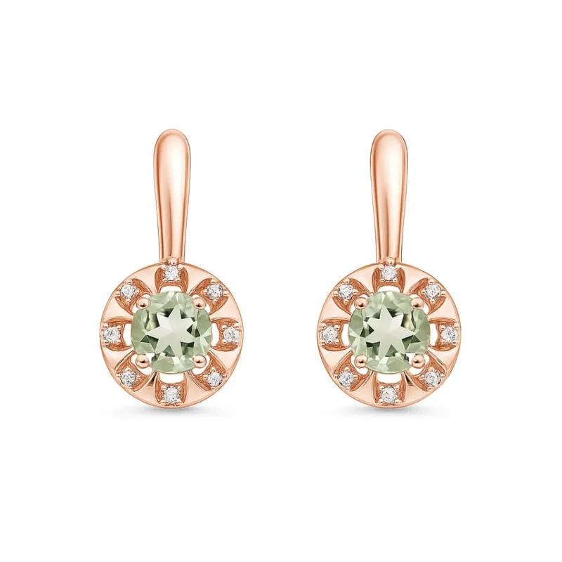 Prasiolite Earrings for Women Prasiolite Jewelry Sterling Silver Leverback Earrings for Women Floral Designed Gold Plated Green Amethyst Jewelry Gift for Her made by Zulily