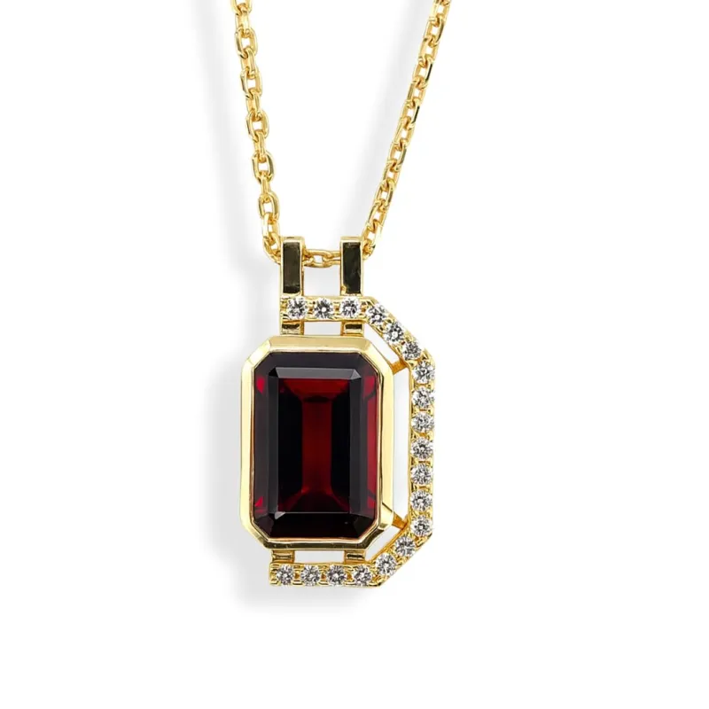 Fine Color Jewels Genuine Red Garnet Necklace for Women Emerald Cut Necklaces for Women 3.69 Carats Floating Necklace January Birthstone Jewelry Dual Birthstone Garnet Jewelry Gift for Her made by Zulily