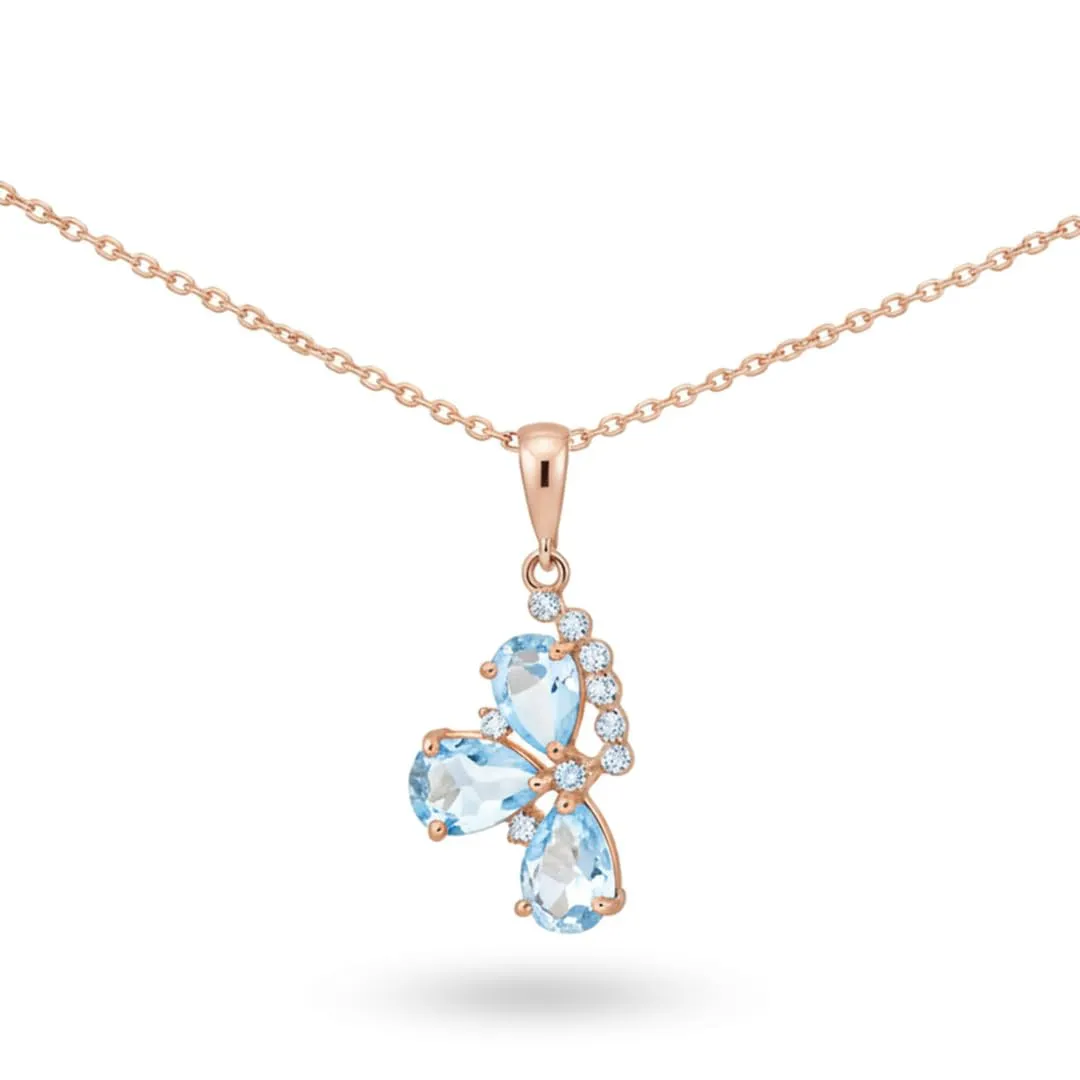 Fine Color Jewels Silver Flower Necklaces for Women 8.36 Carats Sterling Silver Blue Topaz Moonstone Amethyst Necklace Teardrop Shaped Three Stone Floral Necklace Blue Topaz Birthstone Jewelry Gifts for Her sold by Zulily product image thumbnail 2