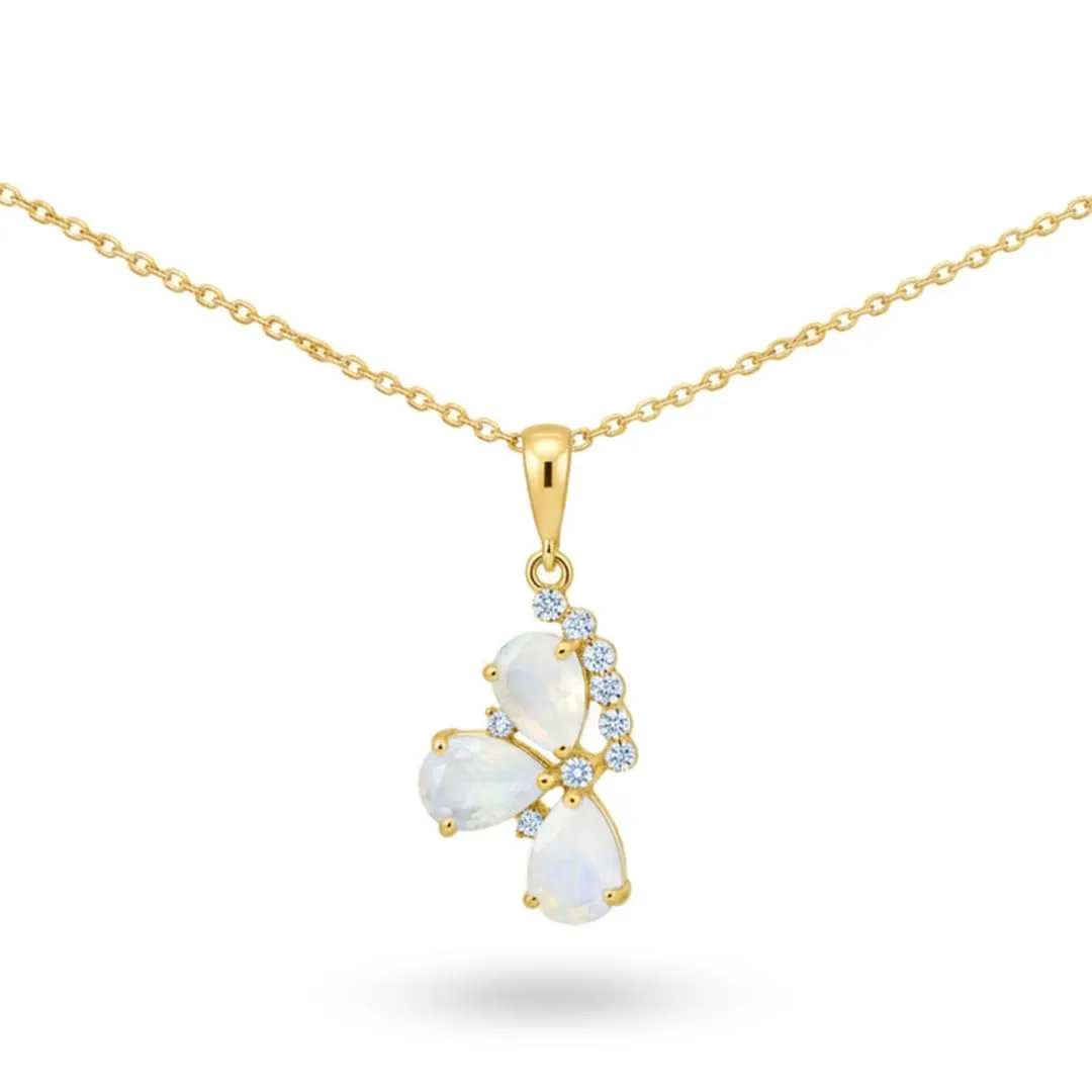 Fine Color Jewels Silver Flower Necklaces for Women 8.36 Carats Sterling Silver Blue Topaz Moonstone Amethyst Necklace Teardrop Shaped Three Stone Floral Necklace Blue Topaz Birthstone Jewelry Gifts for Her sold by Zulily product image thumbnail 3