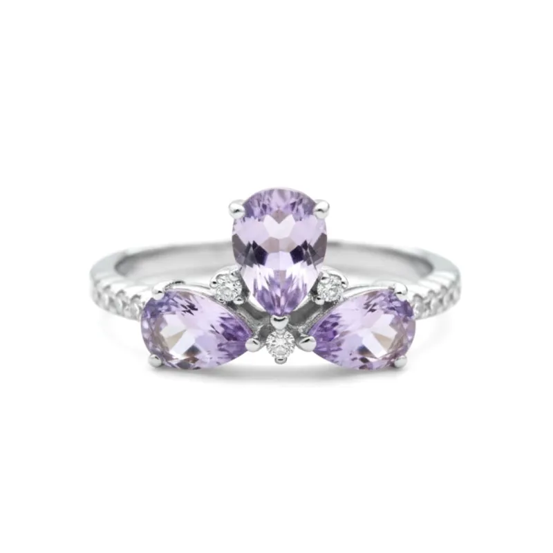 Trinity Rings for Women Past Present Future Rings for Women 1.48 Carats Sterling Silver Amethyst Ring February Birthsthone Amethyst Past Present Future Jewelry Gift for Her made by Zulily