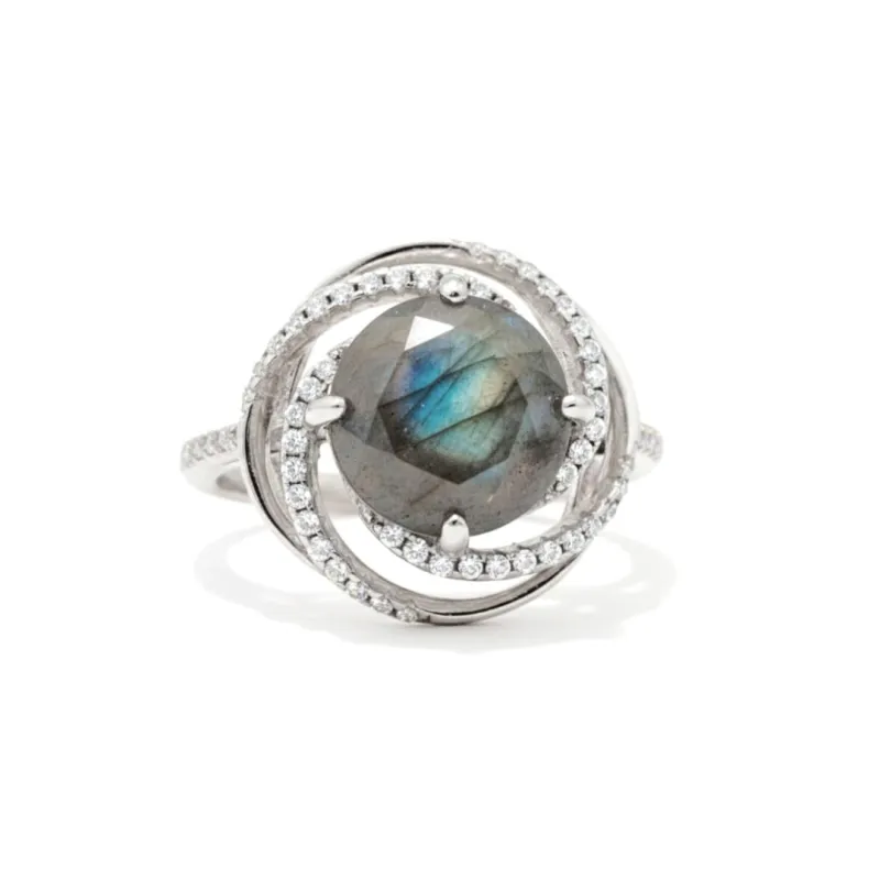 Labradorite Ring for Women  Sterling Silver Orbit Rings Labradorite Rings for Women 3.39 Carats Accent Celestial Rings for Women Orbit Jewelry Gifts for Her made by Zulily